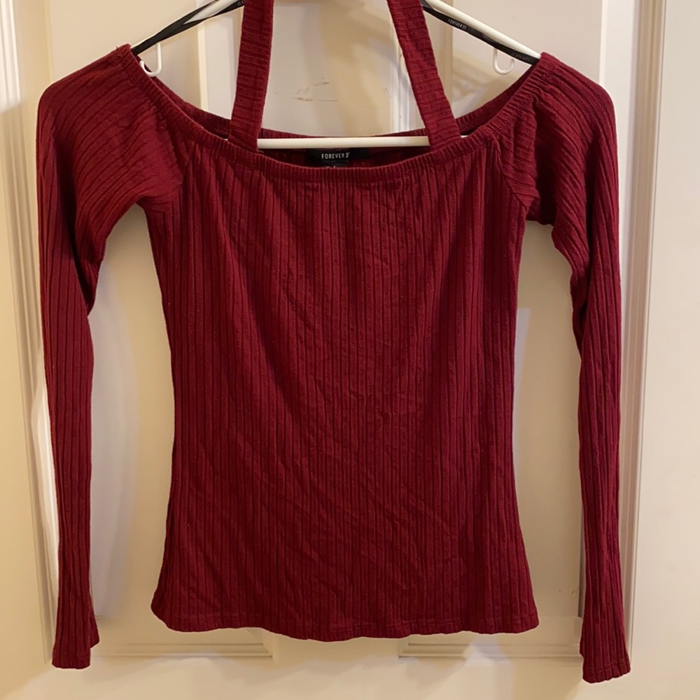 Forever 21 burgundy/maroon off the shoulder top